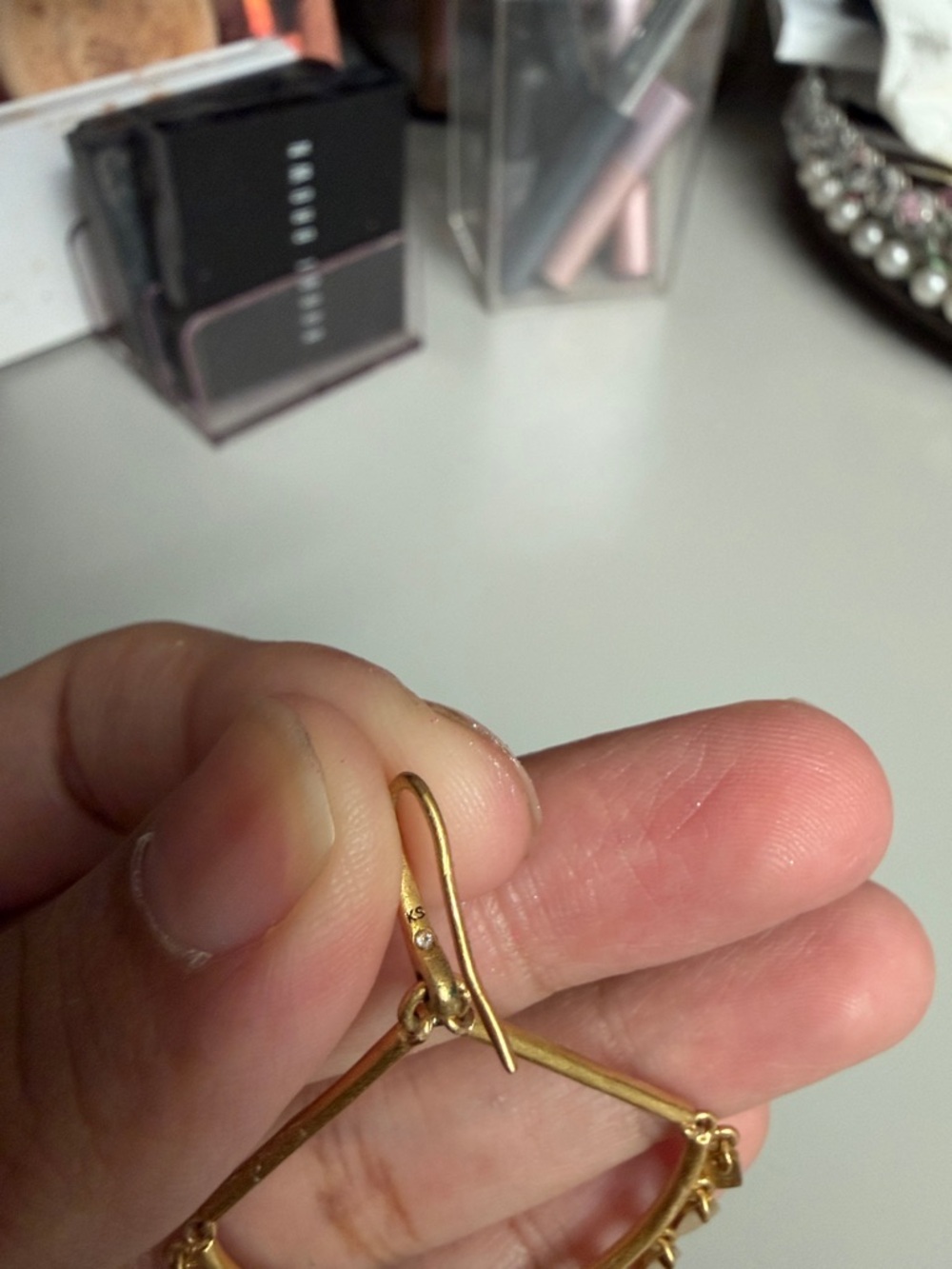 Kendra Scott Gold Dangle Fan Teardrop Charm Earrings - Picture 2 of 3